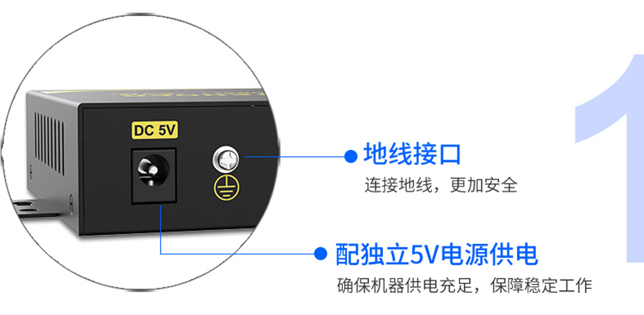 机架式DVI单网线延长器DE200使用地线接口与独立电源设计